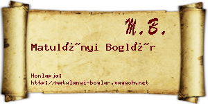 Matulányi Boglár névjegykártya